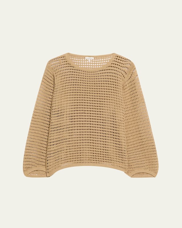 Open-Stitch Cotton Rope Yarn Sweater
